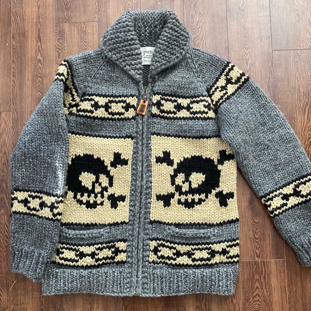 GRANTED Handknit Siwash Sweater Skull Rare Jacekt